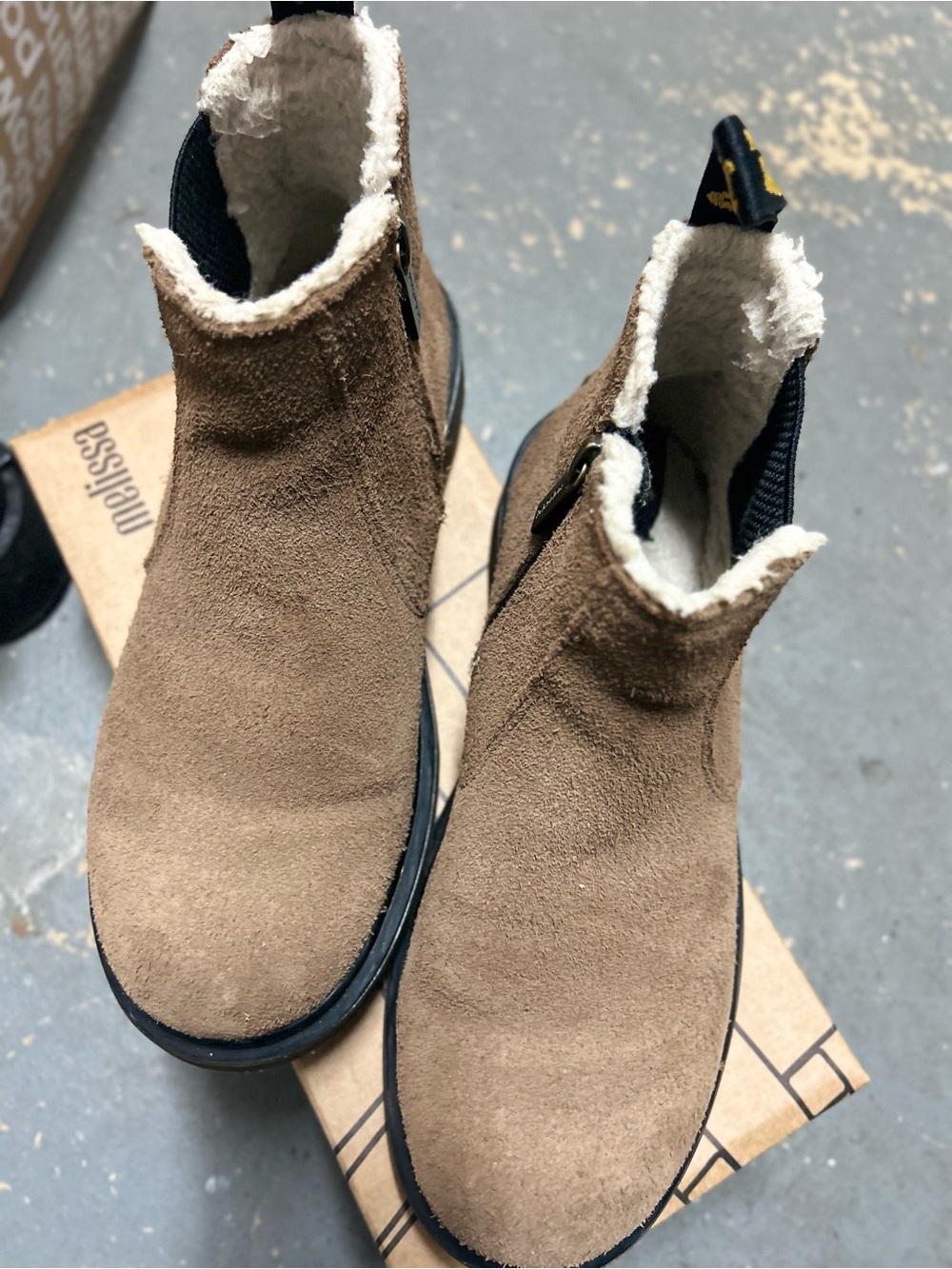Dr Martens Suede Side-Zip Boot with Shearling Lining - Brown